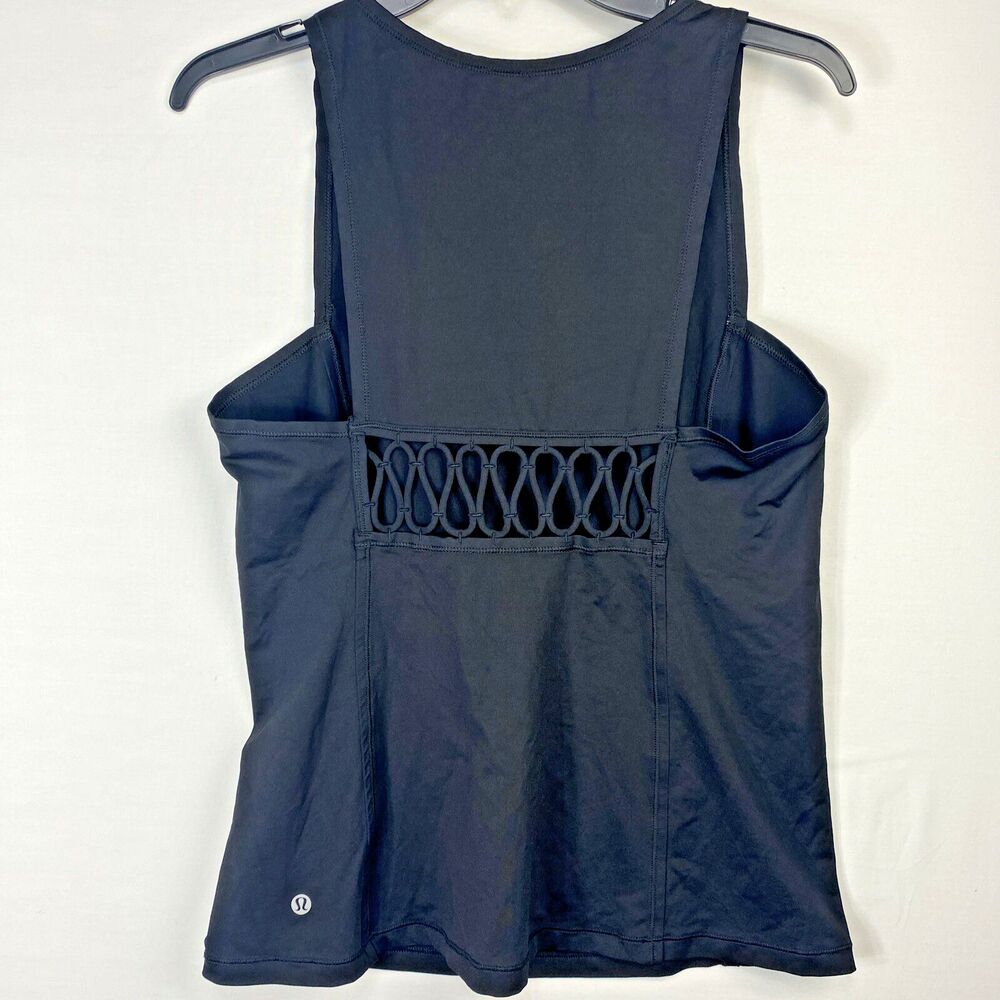 Lululemon Womens Muscle Tank Size Large Black No Size Dot Back Open Detail - Picture 2 of 5